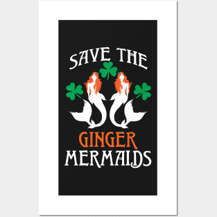 Save The Ginger Mermaids Redhead Mermaid Shamrock Art Posters and Art